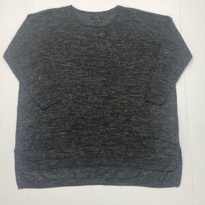 J. Crew Charcoal Gray Crewneck Sweater W SM 3/4 SL LINEN ALPACA WOOL ACRYLIC